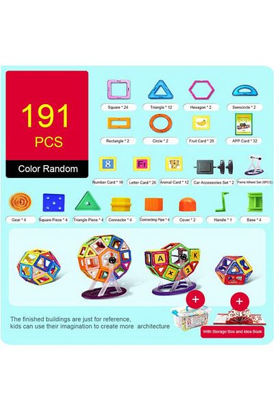 COOYA 191-Piece Magnetic Blocks Set Boys, Kids Magnetic Educational Building Blocks Toys, for 6+ Years