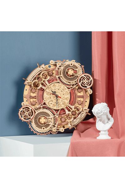 ROKR Zodiac Wall Clock Mechanical Time Art Engine 3d Wooden Puzzle