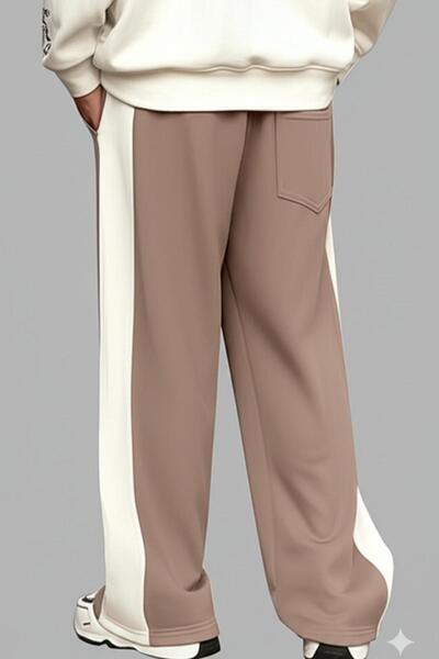 CAST COLLECTİON Ανδρική φόρμα καφέ φαρδιά με λευκό πλαϊνό μέρος