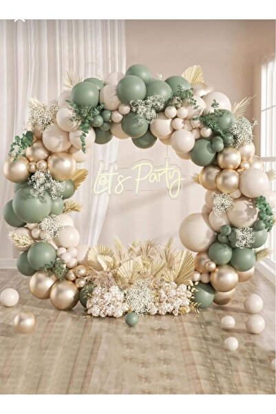 Parti Düşleri 42 - Kış Yeşili - Retro White - Mirror White Gold 100'lü Balon ...