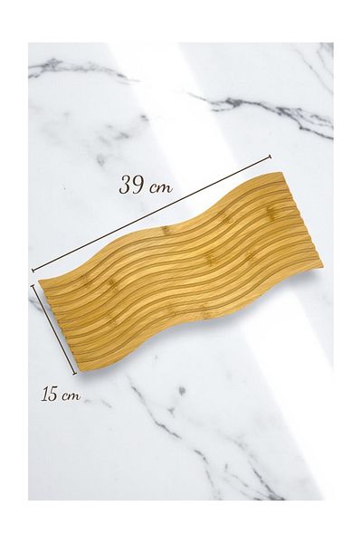CİHO Bamboo Wood Wavy Tall Rainbow Decorative Tray Presentation Tray