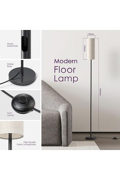 COOYA RGB Smart LED Floor Lamp, With App & Remote Control, Dimmable Standing Lamp, Bulb Included, Beige