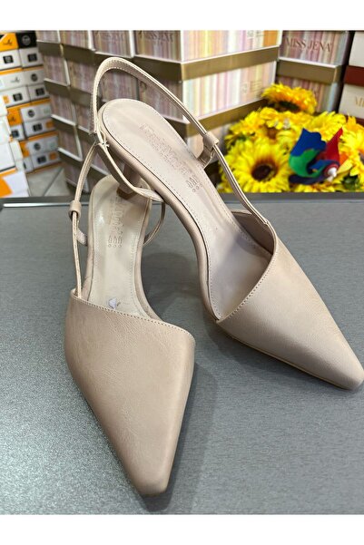 Park Moda TEN NUD 6 CM KADEH TOPUK SİMETRİ SİVRİBURUN ARKASI AÇIK KADIN TOPUKLU AYAKKABI