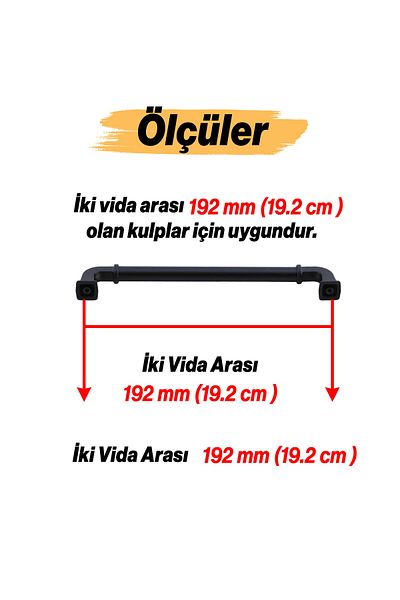 Badem10 Mâner Alfa Metal Negru Mat 192 mm 19,2 cm Sertar de mobilier Dulap de bucătărie Dulap Capac Mâner Mâner