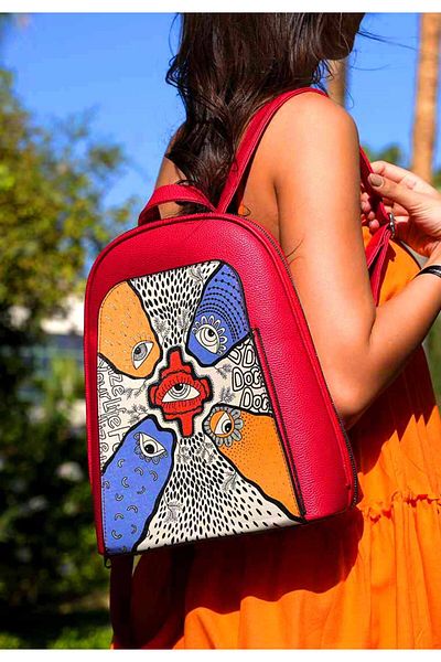 Dogo Women's Vegan Leather Multicolor Backpack - Center View Design