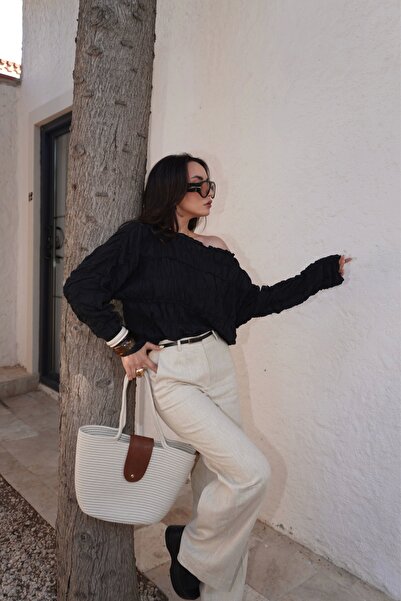 Eka Women's Black Gimped Blouse 1040-4066