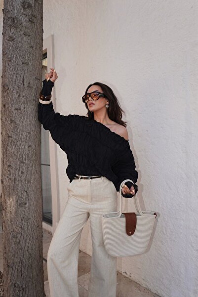 Eka Women's Black Gimped Blouse 1040-4066