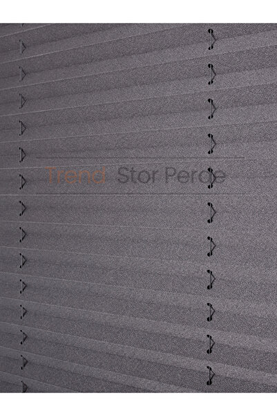 TREND STOR PERDE Antrasit Blackout Plise %100 Işık Karatma Katlanır Cam Balkon Perdesi - Salon Perdesi-003