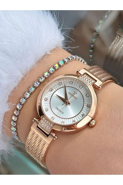 Raymond Rym-21002 Women's Wristwatch - Steel Case and Cord - 2 Years Warranty