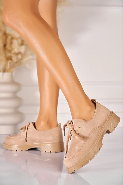 Joana Women's casual shoes Nude made of ecological suede leather Dalina2