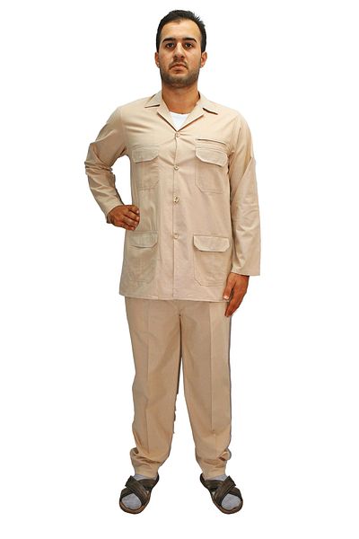 Beratnur Men's Linen 4 Pocket Double Safari Suit Hajj Umrah Outfit Beige