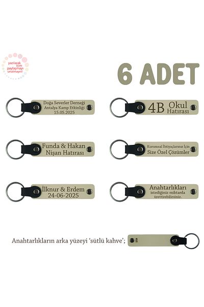 Miaju Milk Coffee, Souvenir Keychain Set of 6 Special for Yoga Team with Name Written on It, Armağan