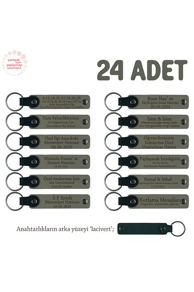 Miaju Ash Gray & Navy Blue, Special Production for Traditional Events, Set of 24, Gift Souvenir Keychain