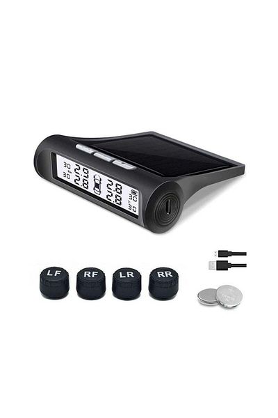 COOYA Tire Pressure Monitor, Solar Powered, With 4 External Sensors, For Travel Trailer Pickup Trucks