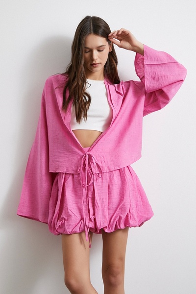 Never more Fusta cu balon căptușită roz