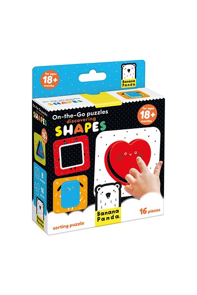 banana Joc tip puzzle, Banana Panda On the Go Discovering Shapes, imagini si forme, 16 piese, +12 luni