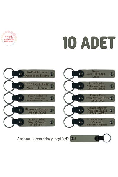 Miaju Ash Gray & Gray, Souvenir Keychain with Name Written for Mother's Day Set of 10