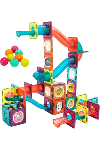 COOYA Magnetic Building Blocks Educational Toys, Ball Track and 3D Stacking Construction Set