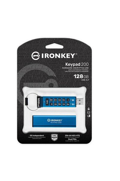 Kingston Stick USB Kingston Ironkey Keypad 200, 128GB, USB 3.2 (Albastru)
