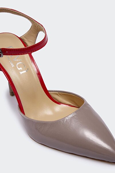 Favgi Lexington Nude Kırmızı Rugan Kadın Topuklu Ayakkabı
