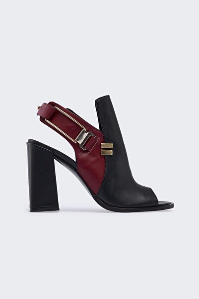 Forgi Black Leather Burgundy Leather Women's High Heels