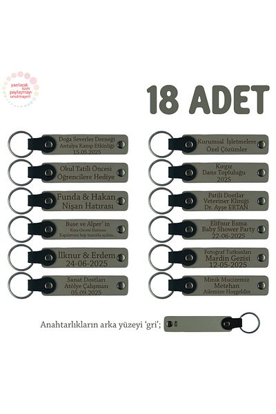 Miaju Ash Gray & Gray, 18-Piece Souvenir Keychain with Name Written for Special Celebrations in the Damada
