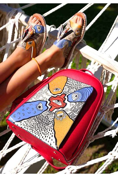 Dogo Women's Vegan Leather Multicolor Backpack - Center View Design