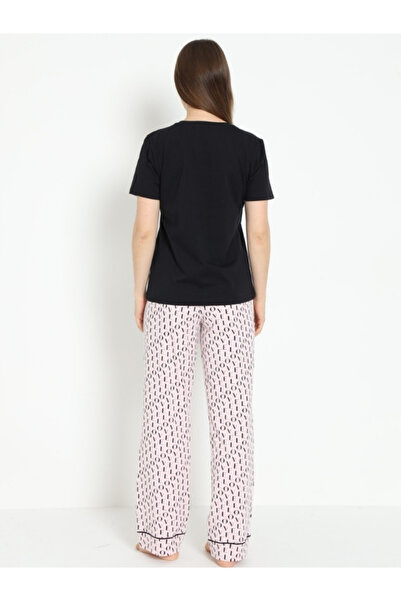 İPEKTENİM Σετ πιτζάμες με μοτίβο καρδιάς με στάμπα