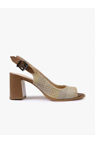 Delles 2291 Women's Heels in Beige Tan Leather