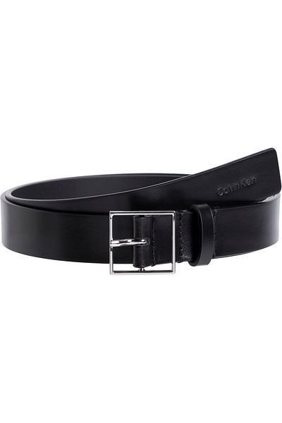 Calvin Klein Women Black Genuine Leather Minimalist Square Belt