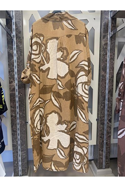 günay boutıque Keten kumaş Desenli Uzun Kap-vizon