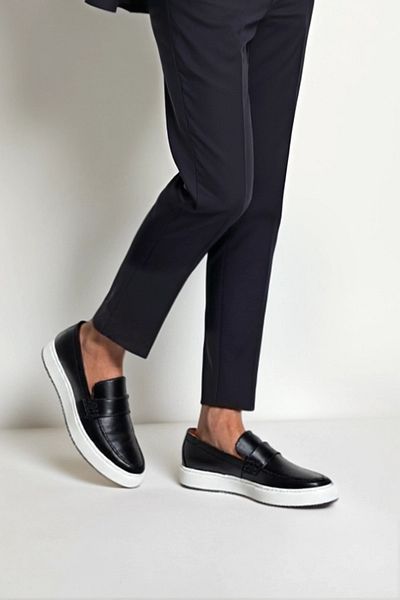 Derimod Loafer din piele neagră pentru bărbați 25SFD 620318