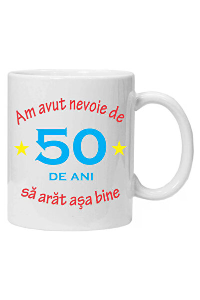 OEM Cană albă personalizată „I Needed 50 Years”, Inovatix®️. 330ml