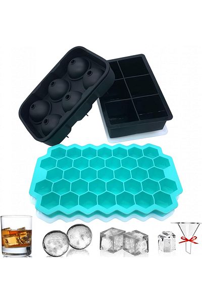 Jolly Set 3 tavi InJolly pentru cuburi de gheata, silicon, albastru/negru