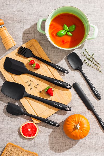 Perotti 15675 Kitchenmate Juan Black 6 Piece Silicone Spatula Set