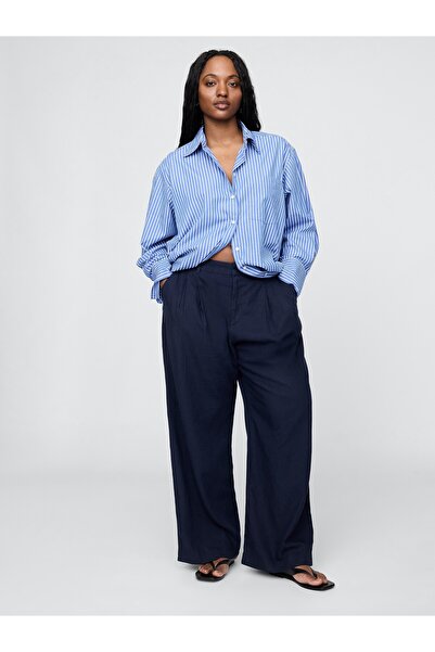 GAP Kadın Lacivert 365 High Rise Keten Karışımlı Pantolon