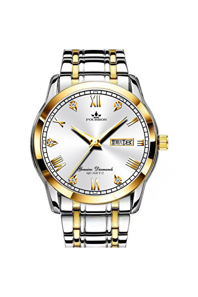 ETG ساعة كوارتز للرجال من الفولاذ المقاوم للصدأ ومقاومة للماء، قطر الميناء 40 مم