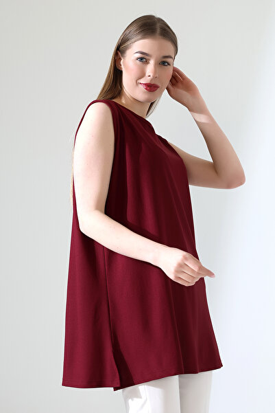 Talsmoda Tals Moda Burgundy Color Wide Fit Zero Sleeve Buluz & Tunic