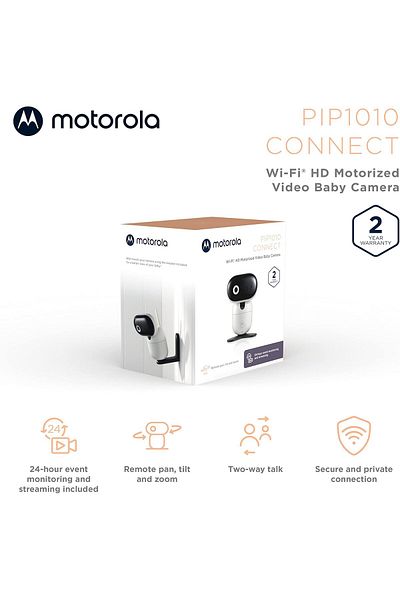 Motorola كاميرا مراقبة الأطفال PIP1010 - كاميرا فيديو متحركة مزودة بتقنية واي فاي بدقة عالية 1080 بكسل