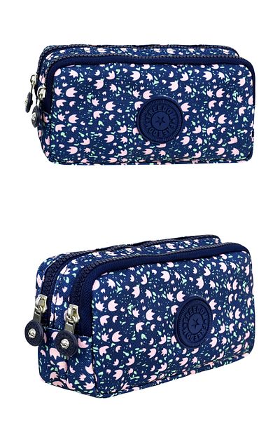 Çantaland Crinkle Fabric Double Compartment Pencil Holder Pencil Case