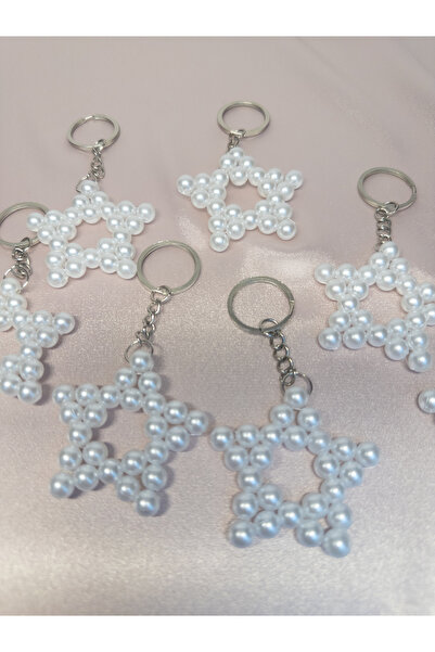 MydesignsK G Pearl Star Keychain / with 10Pcs Metallic Ring Keychain