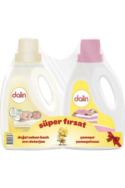 Dalin Sabun Bazlı Sıvı Bebek Çamaşır Deterjanı 1200 Ml + Yumuşatıcı 1200 Ml Avantaj Paket