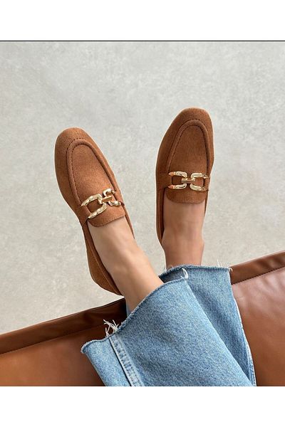 wolk shoes Cozy Women's Buckle Detail Suede Ballerina Ballerina