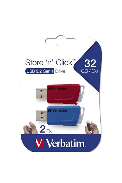 Verbatim USB Stick VERBATIM 49308, 2 x 32 GB, USB 3.2, Red/Blue