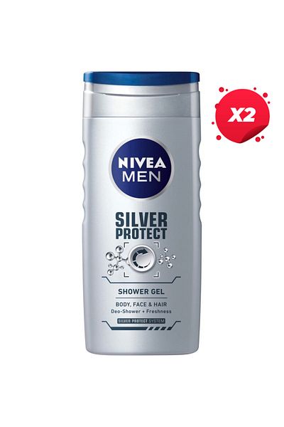 NIVEA X2 - NIVEA SHOWER GEL 500ML MEN SILVER PROTECT