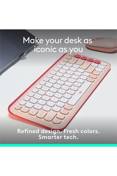 logitech Tastatura Logitech Pop Icon Keys, Bluetooth, Layout US (Roz)