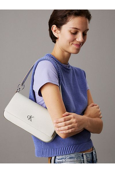 Calvin Klein Women's Monogram Faux Leather White Strap Bag