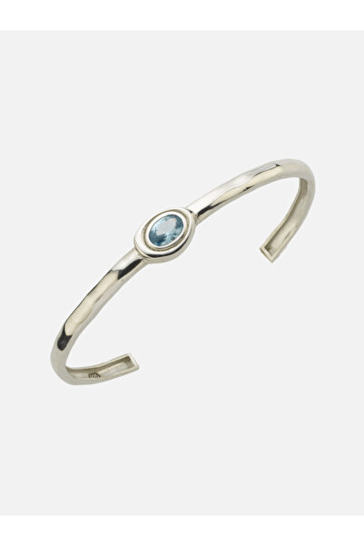 LİNYA JEWELLERY Olivia Mavi Taşlı Kelepçe Gümüş