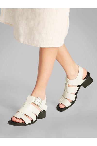 Calvin Klein Women Turtle Dove/Black Square Mg Buckle Heel Sandal