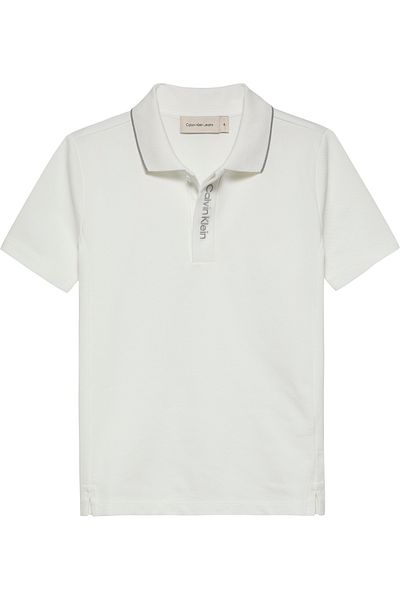 Calvin Klein Calvin Klein Boys White Embroidered Logo Pique Polo T-Shirt